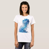 エッジーなブルーのBLUE ICE WAVEプリント Tシャツ (正面フル)