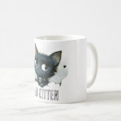 エッジーな子猫のイラスト - "Bad Kitten" テキスト コーヒーマグカップ (正面右)