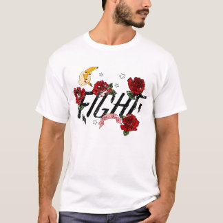 エッジーな戦いのフラワープリントTシャツ - 赤いバラ Tシャツ