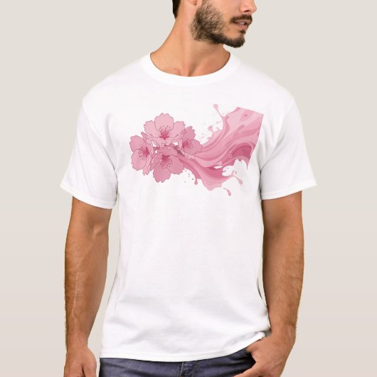 エッジーな抽象フラワーステートメントデザイン Tシャツ (正面)
