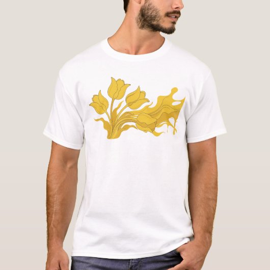 エッジーな抽象フラワー デザイナー グラフィック Tシャツ (正面)