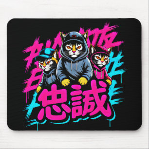 エッジーな日本ストリートウェアの猫 - ゲーマーとアニメファンへ マウスパッド