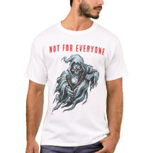 エッジーな死神のパチンコフロントプリントホワイトTシャツ
