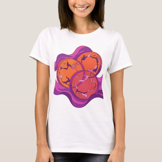 エッジーな紫の抽象芸術デザイン Tシャツ (正面)