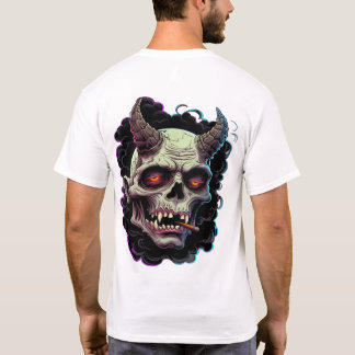 エッジーな角のある鬼モンスターグラフィック Tシャツ