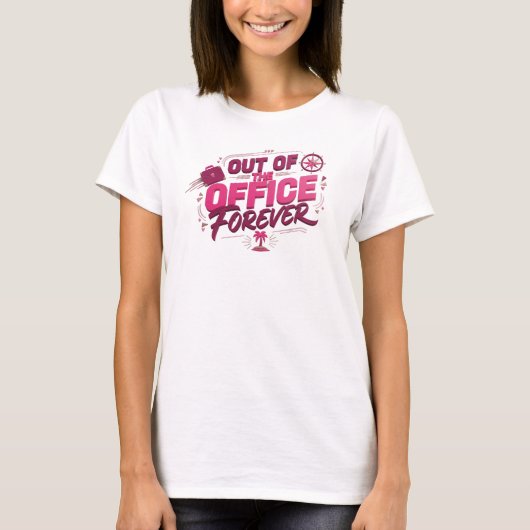 エッジーな赤いOUT+OF+OFFICEファッションプリント Tシャツ (正面)