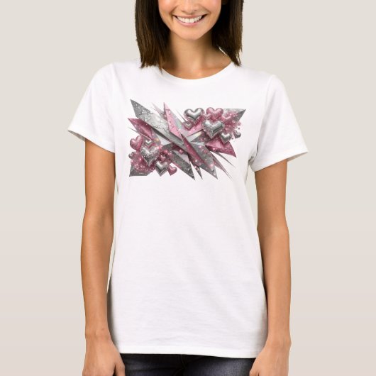 エッジーな赤の抽象芸術デザイン Tシャツ (正面)
