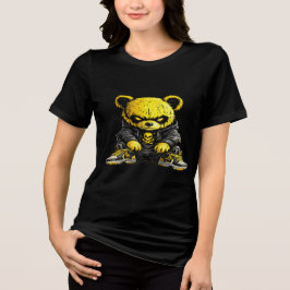 エッジーな黄色いクマのストリートスタイル グラフィックTシャツ トライブレンドTシャツ