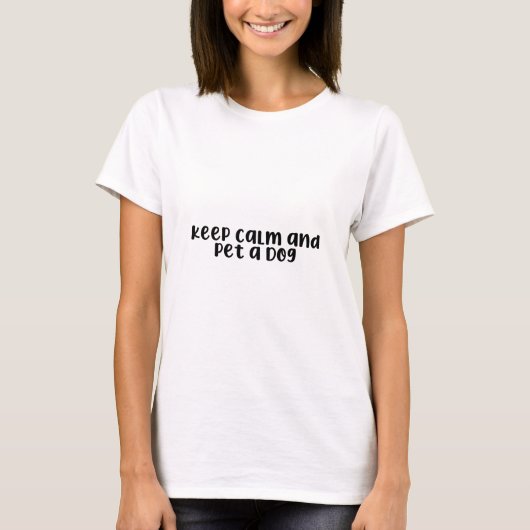 エッジーな黒のKEEP CALM AND PET A DOG グラフィックTシャツ Tシャツ (正面)