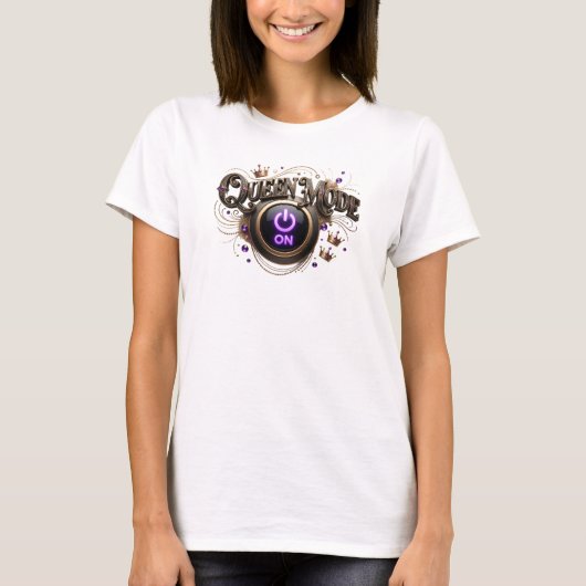 エッジーオレンジ QUEEN MODE テキストデザイン Tシャツ (正面)