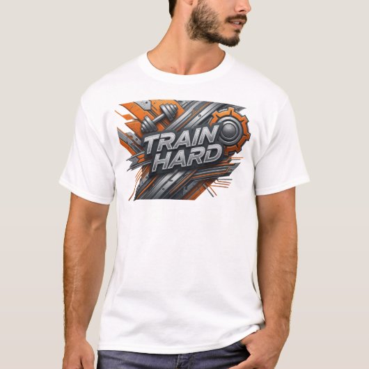 エッジーオレンジTRAIN HARD 引用Tシャツ Tシャツ (正面)
