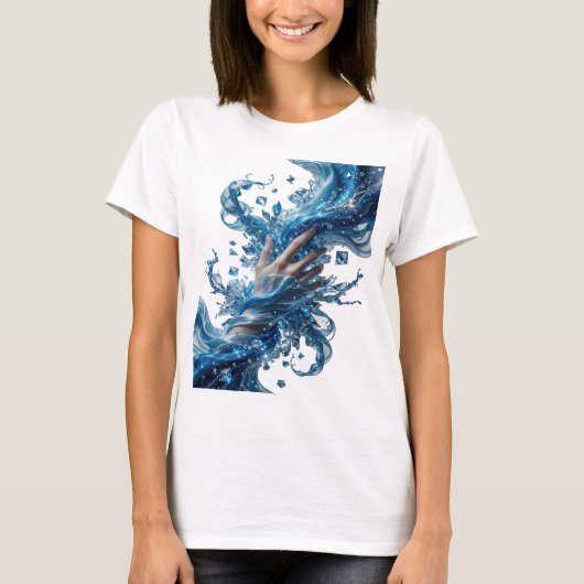 エッジーシルバーのWATER'S+WIZARDRY大胆デザイン Tシャツ (正面)