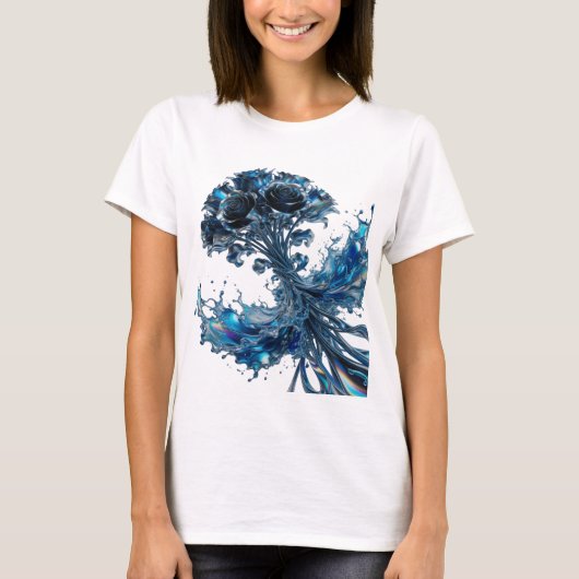 エッジーシルバー滝のように降る薔薇の引用Tシャツ Tシャツ (正面)