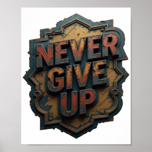 エッジー オレンジ NEVER GIVE UP ポスター (正面)