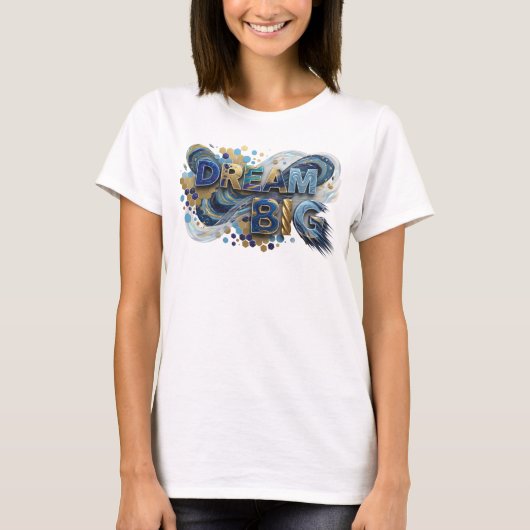 エッジー ネイビー DREAM BIG プリント Tシャツ (正面)