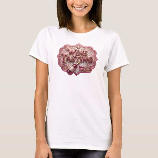 エッジー ピンク ワイン テイスティング Tシャツ (正面)