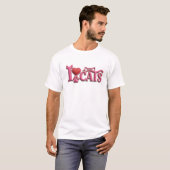 エッジー ピンク I LOVE CATS ビジュアルデザイン Tシャツ (正面フル)