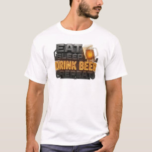 エッジー ホワイト EAT SLEEP DRINK BEER REPEAT 2 BG Tシャツ