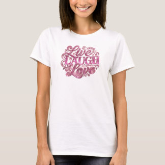 エッジー LIVE LAUGH LOVE クリエイティブプリント Tシャツ