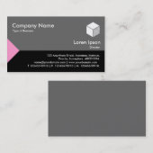 エッジ三角形III – ピンク、グレー付き黒 名刺 (正面/裏面)