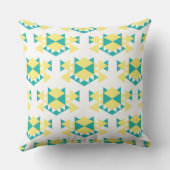 エッジ図形ティール（緑がかった色）と黄色の三角形クッション クッション (裏面)
