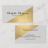 エッジ幾何フェイク金箔とグレーカラーブロック 名刺 (正面/裏面)