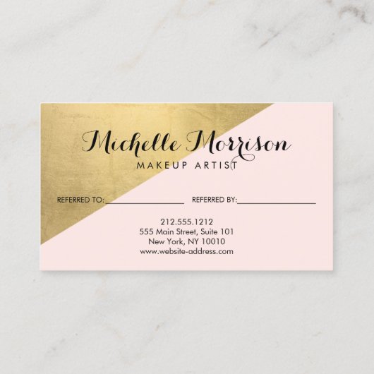 エッジ幾何学的フェイク金箔とピンクの紹介 紹介カード (裏面)