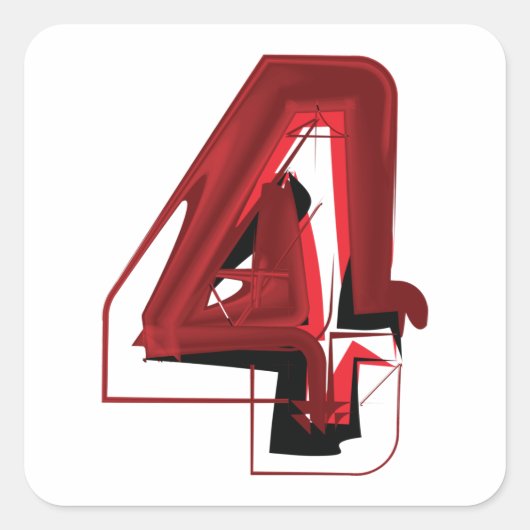 エッジ抽象芸術赤と黒の数値4 スクエアシール (正面)