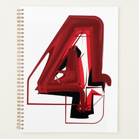 エッジ抽象芸術赤と黒の数値4 プランナー手帳 (正面)