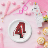 エッジ抽象芸術赤と黒の数値4 ペーパープレート (パーティー)