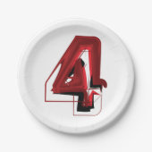 エッジ抽象芸術赤と黒の数値4 ペーパープレート (正面)