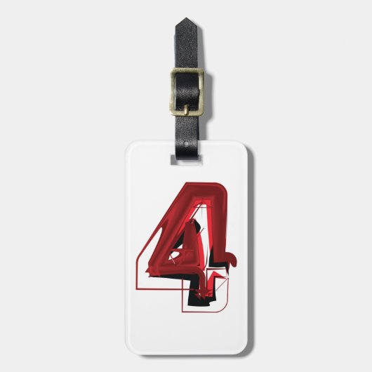 エッジ抽象芸術赤と黒の数値4 ラゲッジタグ (正面縦)