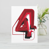 エッジ抽象芸術赤と黒の数値4 招待状