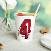 エッジ抽象芸術赤と黒の数値4 紙コップ