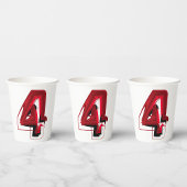 エッジ抽象芸術赤と黒の数値4 紙コップ