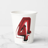 エッジ抽象芸術赤と黒の数値4 紙コップ (正面)