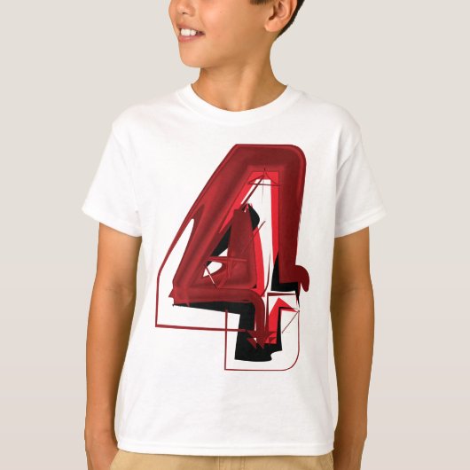 エッジ抽象芸術赤と黒の数値4 Tシャツ (正面)