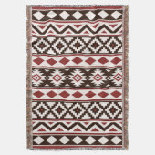 エッセアステカス(V)パターIIIbレッドブラウンクリーム スローブランケット (正面縦)