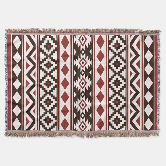 エッセアステカス(V)パターIIIbレッドブラウンクリーム スローブランケット (正面)