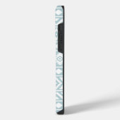 エッセアステカスPtn IIIホワイトオンダックエッグブルー iPhoneケース (左側面)