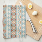 エッセアステカスPTN IIIbブルークリームテラコタス キッチンタオル (四つ折り)