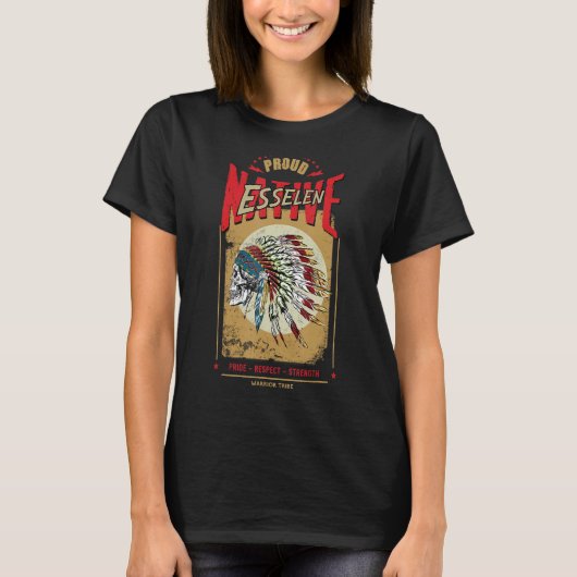 エッセレン先住民アメリカインディアン戦士誇りを持った族 Tシャツ (正面)