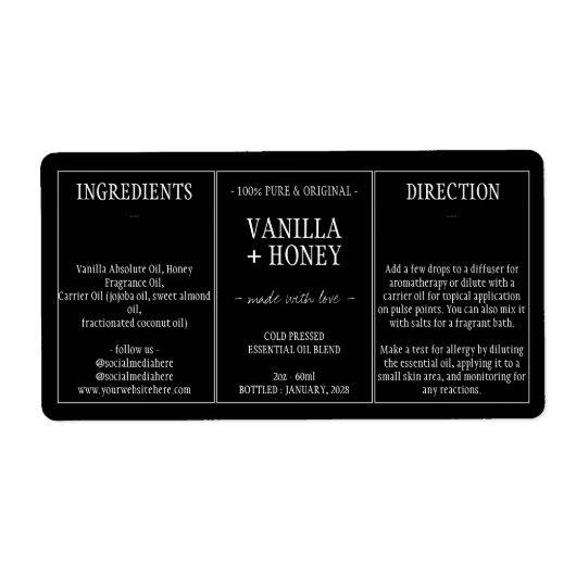 エッセンシャルオイル コスメボトル ラッピング ラベル (正面)