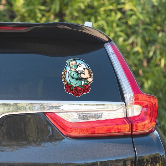 エッセンシャルワーカーの英雄 強い思いやりのある看護師 シール (車体側面)