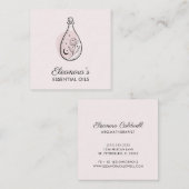 エッセンシャル油アロマセラピーロゴ赤面ピンク スクエア名刺 (正面/裏面)