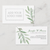 エッセンシャル油カスタムロゴ緑の花の美しいを追加 名刺 (正面/裏面)