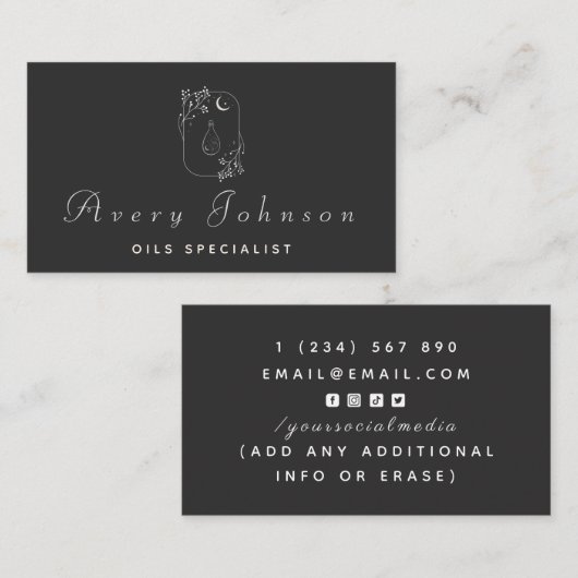 エッセンシャル油スペシャリスト神秘描ボトル 名刺 (正面/裏面)