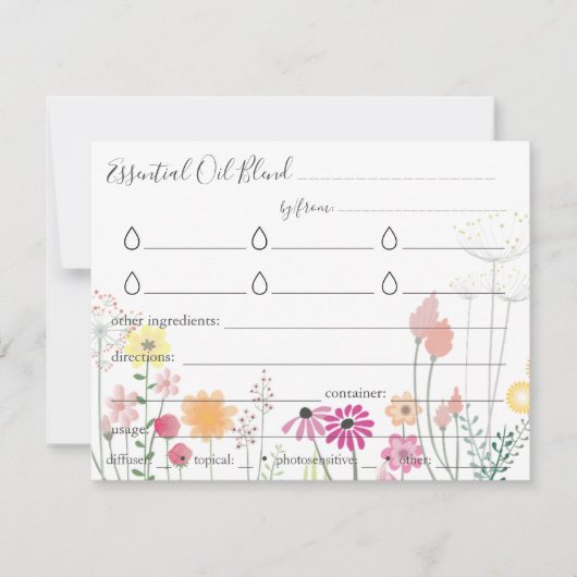 エッセンシャル油ブレンドレシピ方向カード (正面)