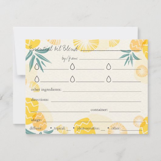 エッセンシャル油ブレンドレシピ方向カード (正面)