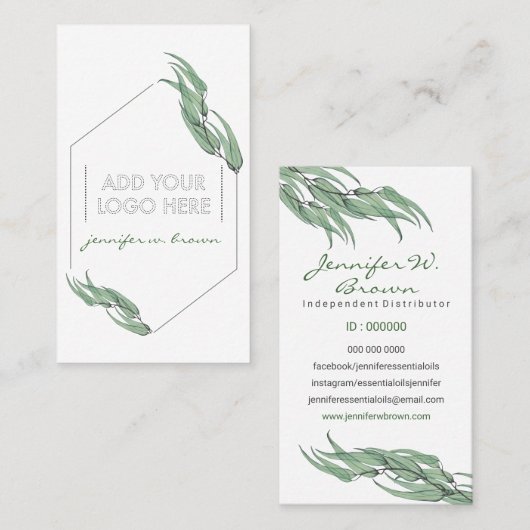 エッセンシャル油ユーカリカスタムスフローラロゴ 名刺 (正面/裏面)